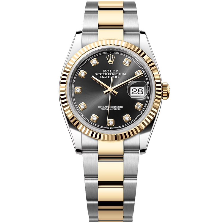 Rolex Datejust ref. 126233 black dial steel case two-tone bracelet 36mm