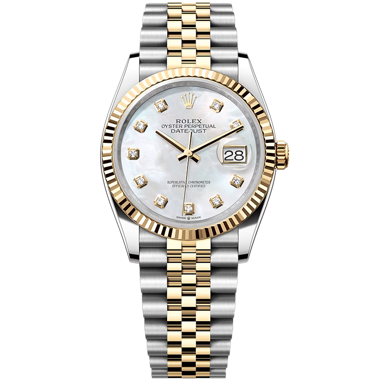 Rolex Datejust ref. 126233 mother of pearl dial steel case two-tone bracelet 36mm