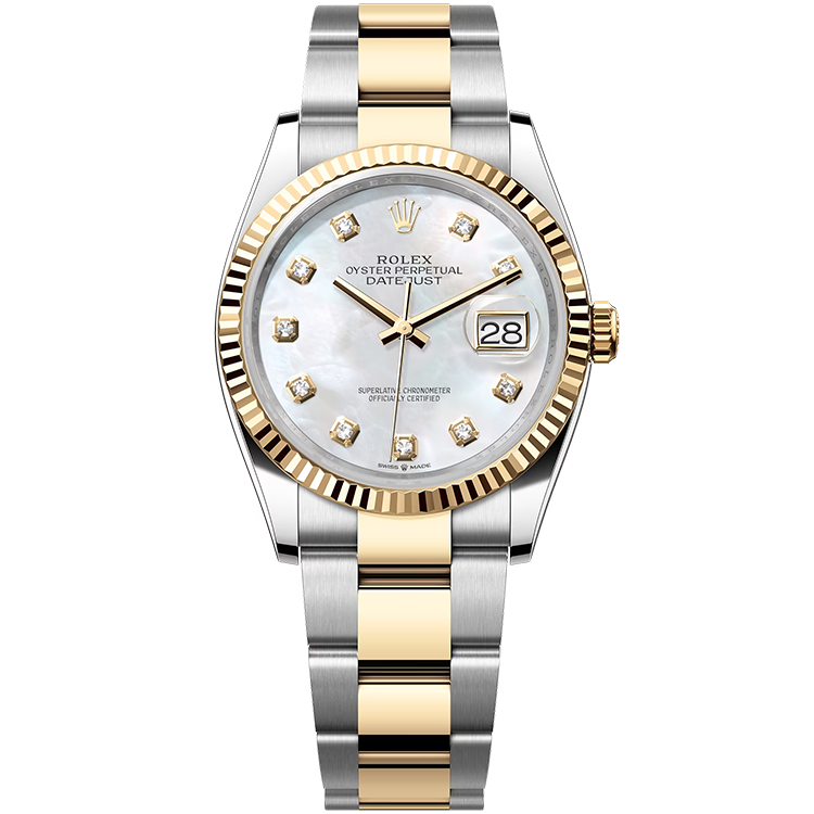 Rolex Datejust ref. 126233 mother of pearl dial steel case two-tone bracelet 36mm