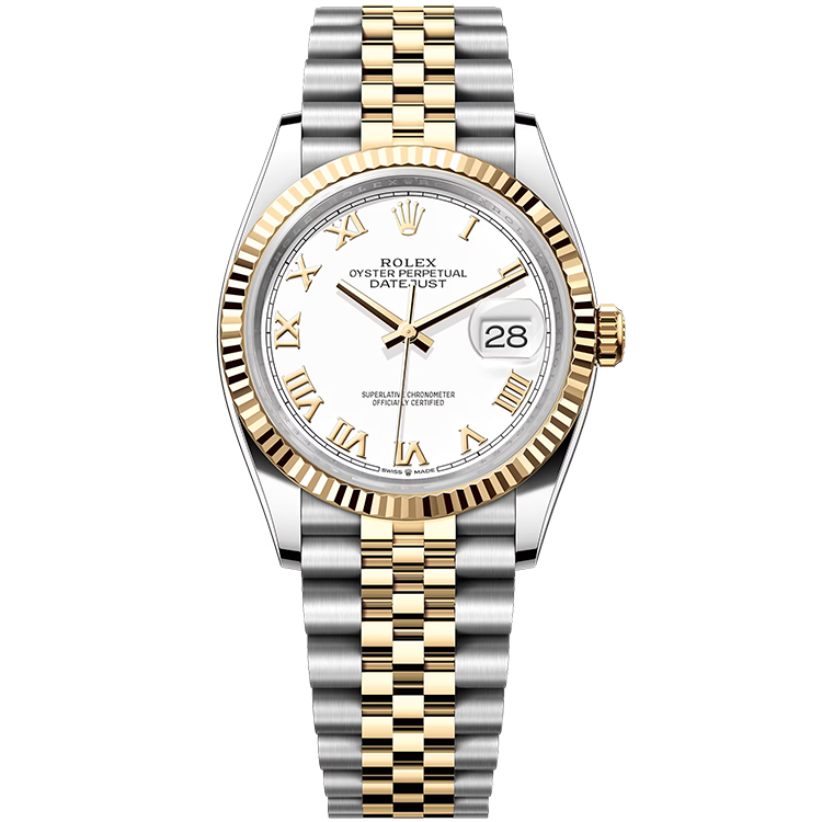 Rolex Datejust ref. 126233 white dial steel case two-tone bracelet 36mm