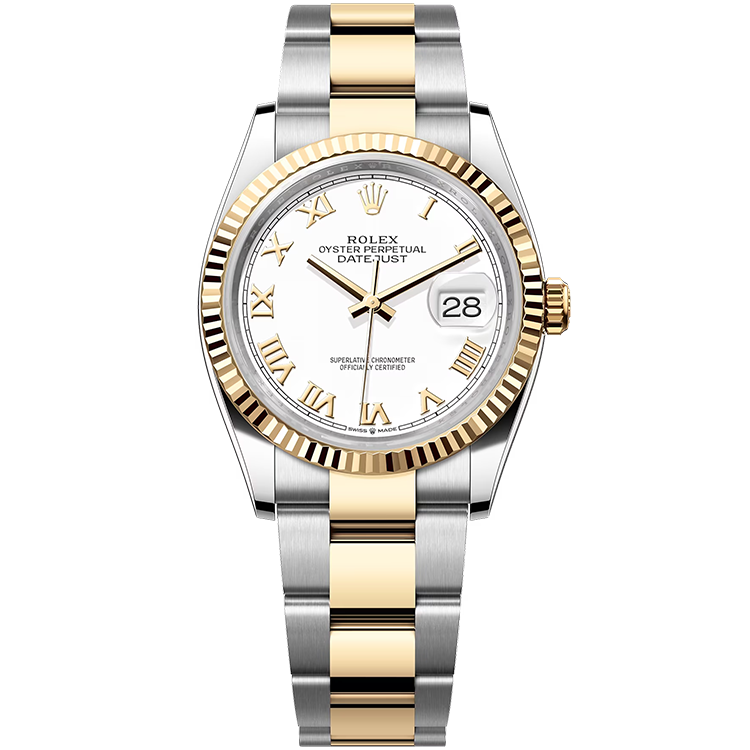 Rolex Datejust ref. 126233 white dial steel case two-tone bracelet 36mm