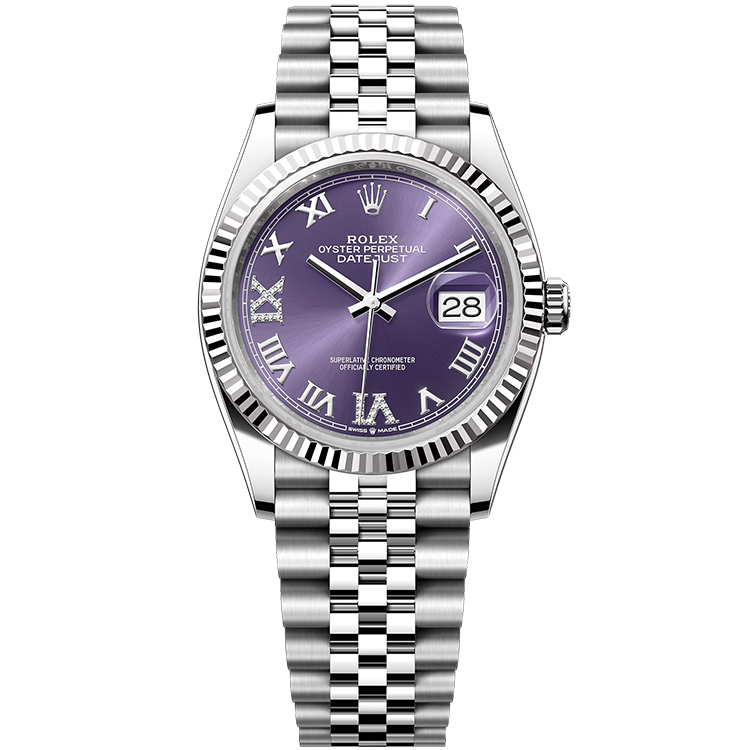 Rolex Datejust ref. 126234 purple dial steel case steel bracelet 36mm