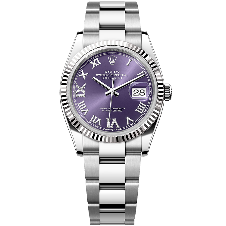 Rolex Datejust ref. 126234 purple dial steel case steel bracelet 36mm