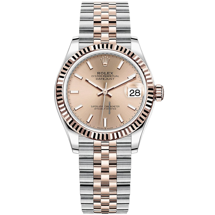 Rolex Datejust ref. 278271 rose gold dial steel case two-tone bracelet 31mm