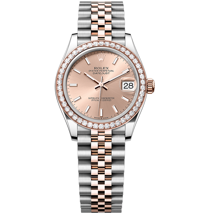 Rolex Datejust ref. 278381RBR rose gold dial steel case two-tone bracelet 31mm