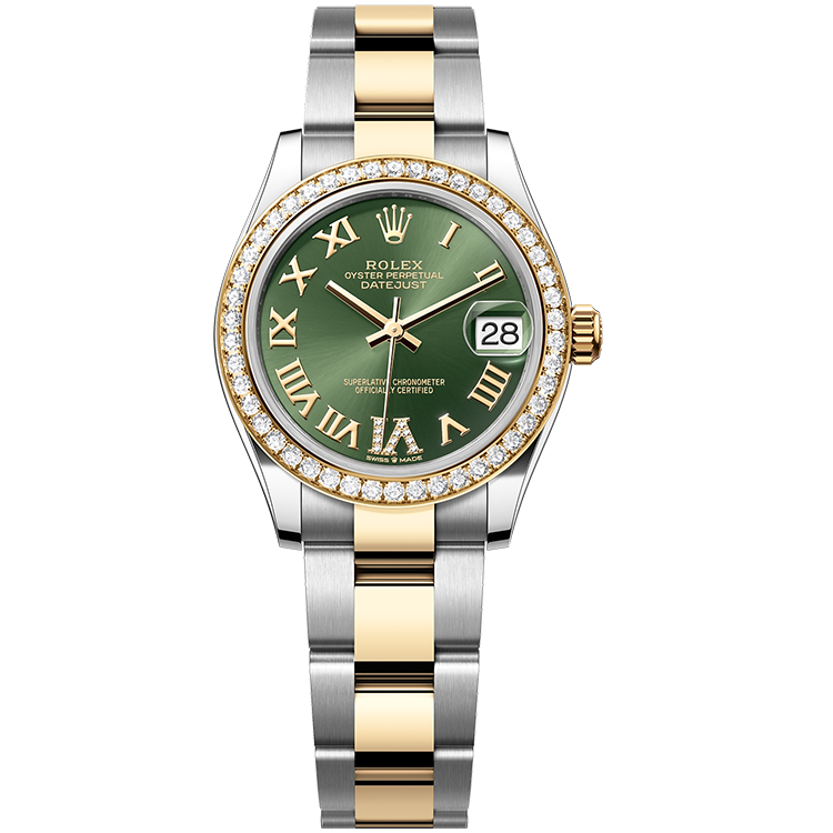 Rolex Datejust ref. 278383RBR green dial steel case two-tone bracelet 31mm