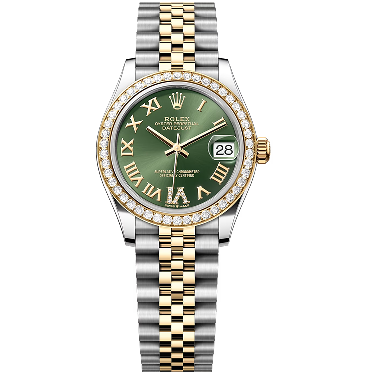 Rolex Datejust ref. 278383RBR green dial steel case two-tone bracelet 31mm