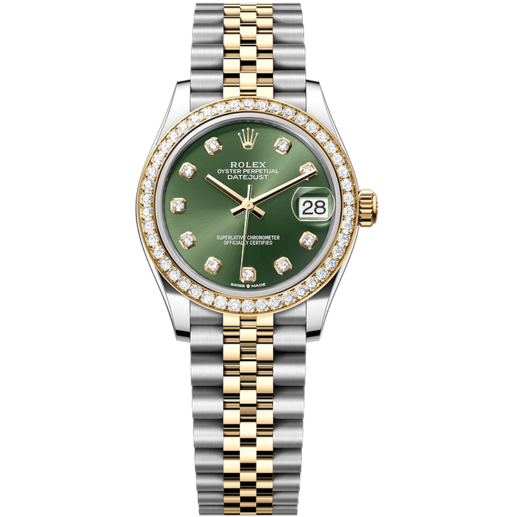 Rolex Datejust ref. 278383RBR green dial steel case two-tone bracelet 31mm