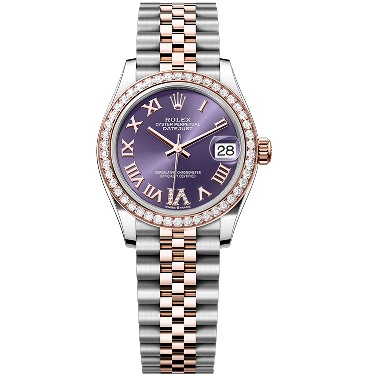 Rolex Datejust ref. 278381RBR purple dial steel case two-tone bracelet 31mm