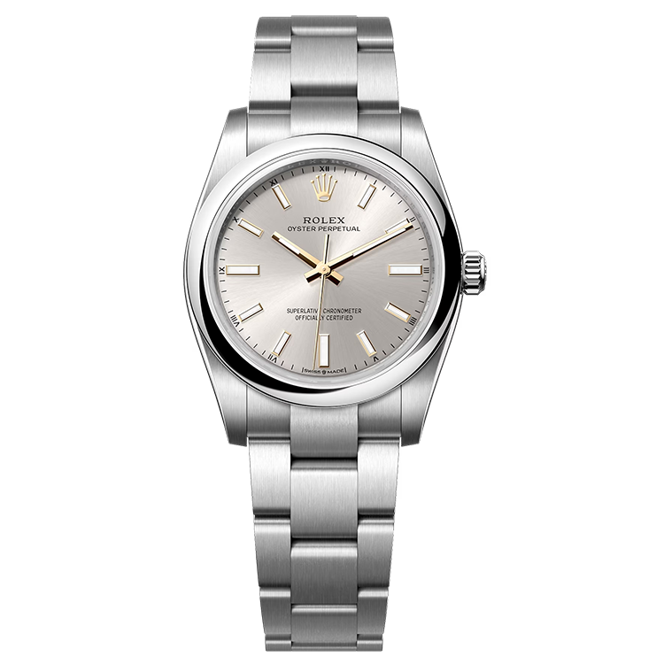 Rolex Oyster Perpetual ref. 124200 silver dial steel case steel bracelet 34mm