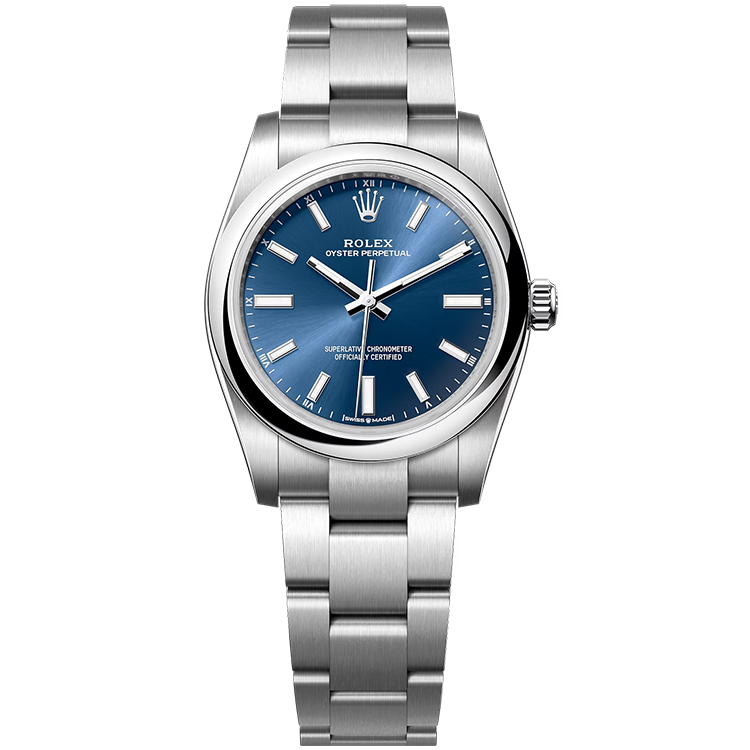 Rolex Oyster Perpetual ref. 124200 blue dial steel case steel bracelet 34mm