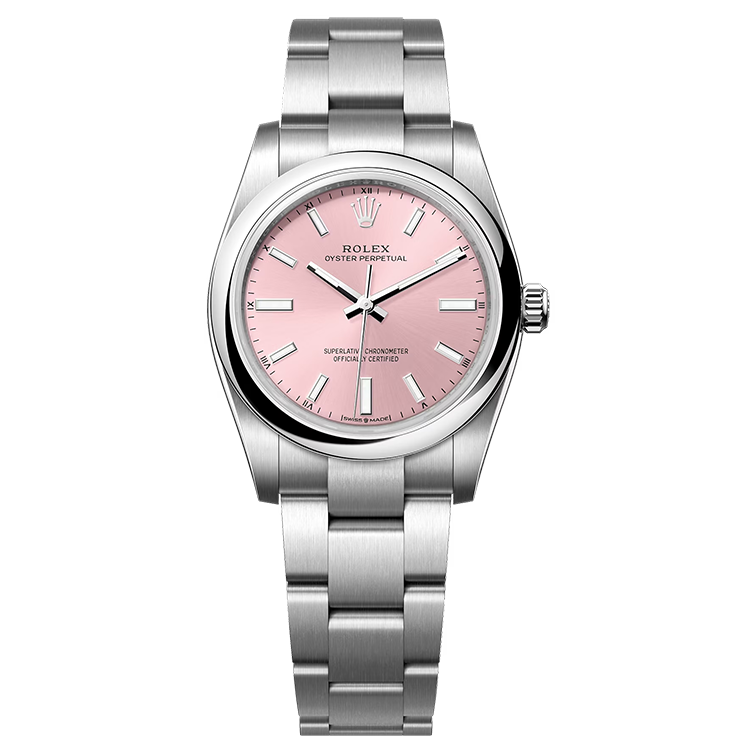 Rolex Oyster Perpetual ref. 124200 pink dial steel case steel bracelet 34mm