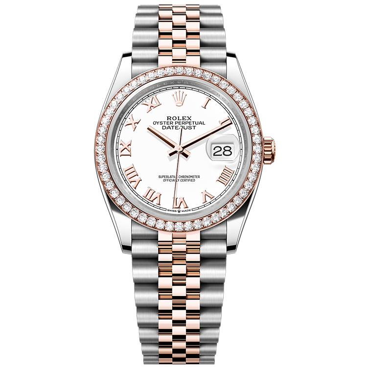 Rolex Datejust ref. 126281RBR white dial steel case two-tone bracelet 36mm