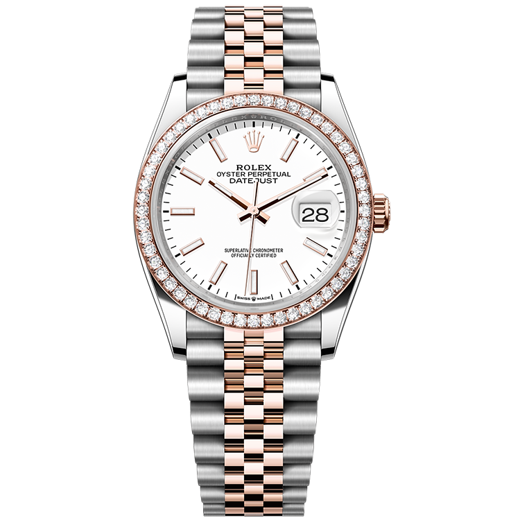 Rolex Datejust ref. 126281RBR white dial steel case two-tone bracelet 36mm