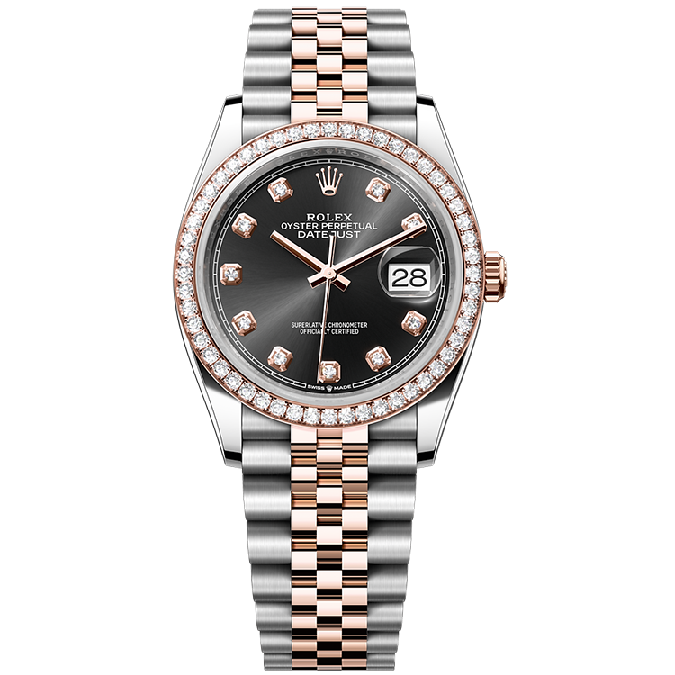 Rolex Datejust ref. 126281RBR black dial steel case two-tone bracelet 36mm