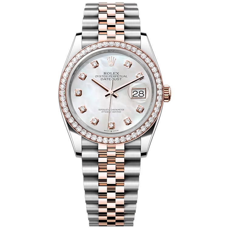 Rolex Datejust ref. 126281RBR mother of pearl dial steel case two-tone bracelet 36mm