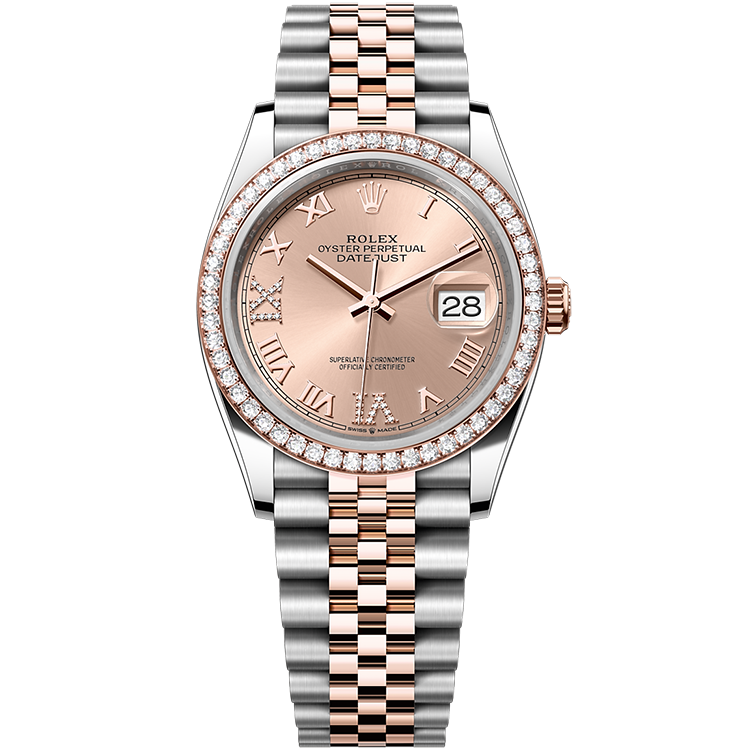 Rolex Datejust ref. 126281RBR rose gold dial steel case two-tone bracelet 36mm