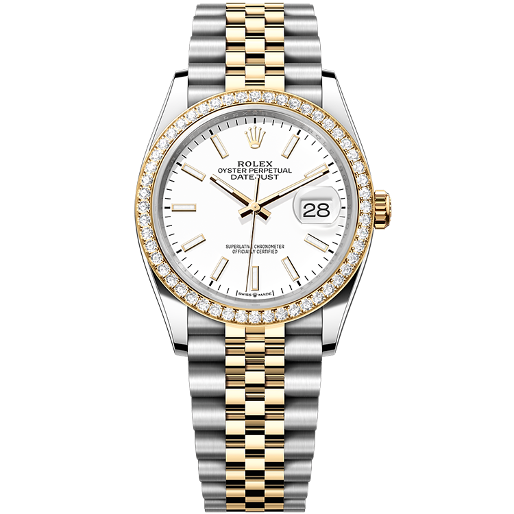 Rolex Datejust ref. 126283RBR white dial steel case two-tone bracelet 36mm