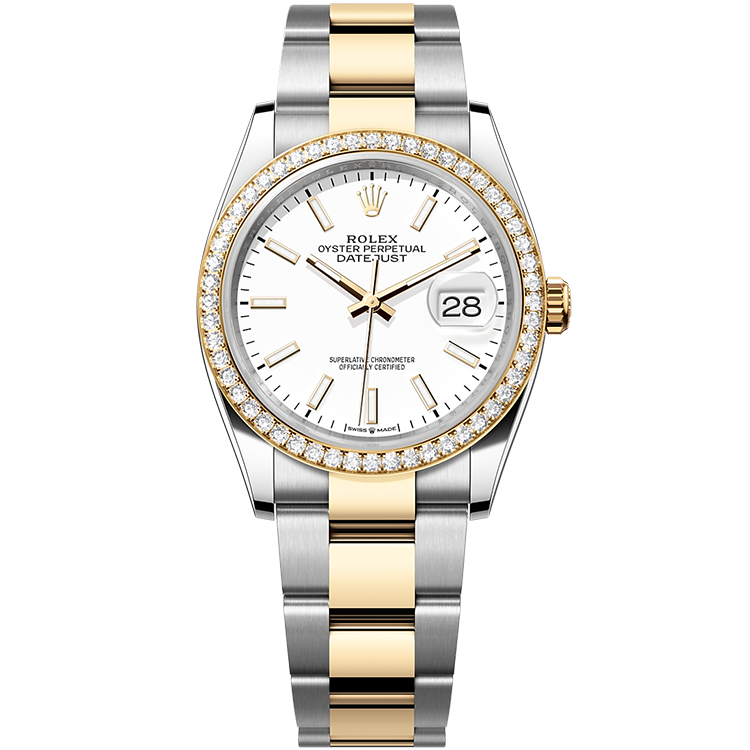 Rolex Datejust ref. 126283RBR white dial steel case two-tone bracelet 36mm