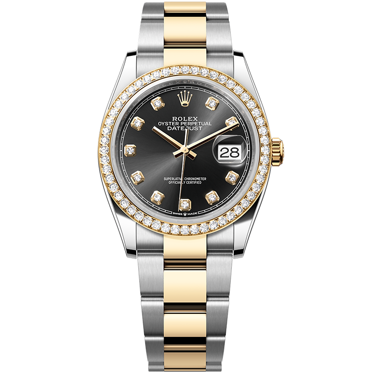 Rolex Datejust ref. 126283RBR black dial steel case two-tone bracelet 36mm