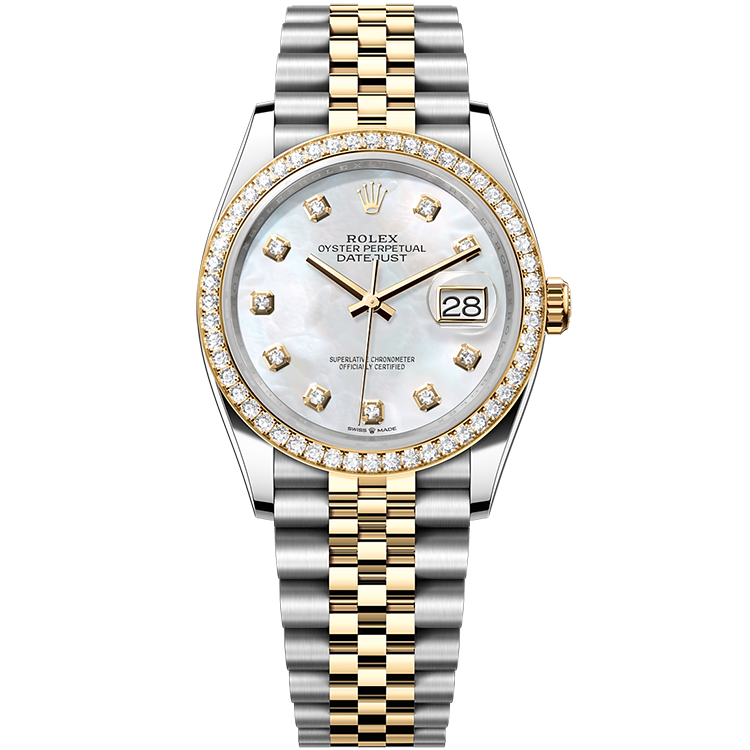 Rolex Datejust ref. 126283RBR mother of pearl dial steel case two-tone bracelet 36mm