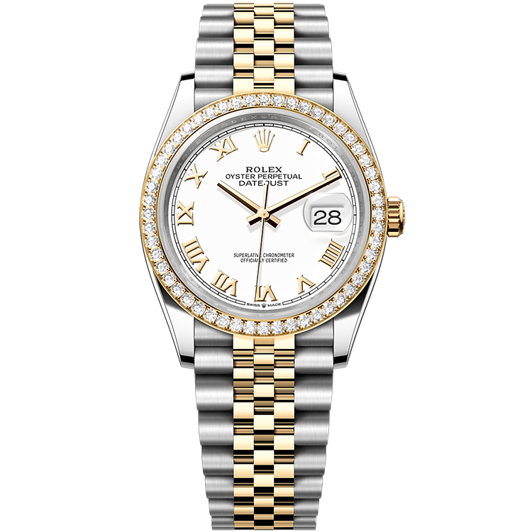 Rolex Datejust ref. 126283RBR white dial steel case two-tone bracelet 36mm