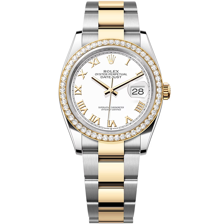 Rolex Datejust ref. 126283RBR white dial steel case two-tone bracelet 36mm