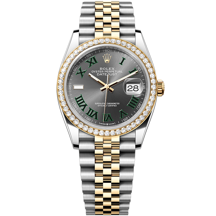 Rolex Datejust ref. 126283RBR grey dial steel case two-tone bracelet 36mm