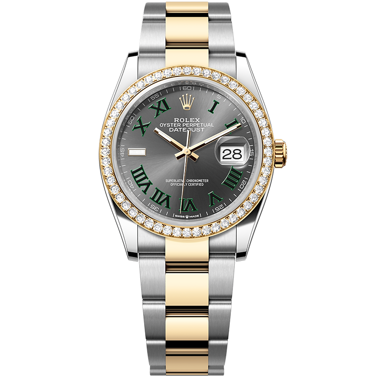 Rolex Datejust ref. 126283RBR grey dial steel case two-tone bracelet 36mm