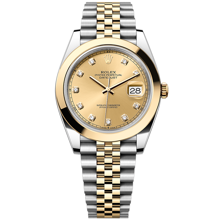 Rolex Datejust ref. 126303 champagne dial steel case two-tone bracelet 41mm