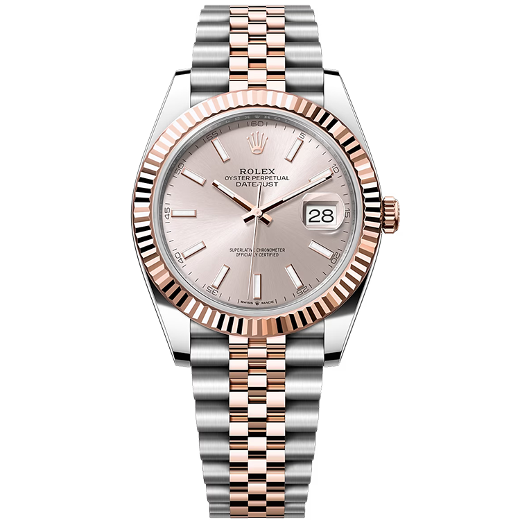 Rolex Datejust ref. 126331 rose gold dial steel case two-tone bracelet 41mm