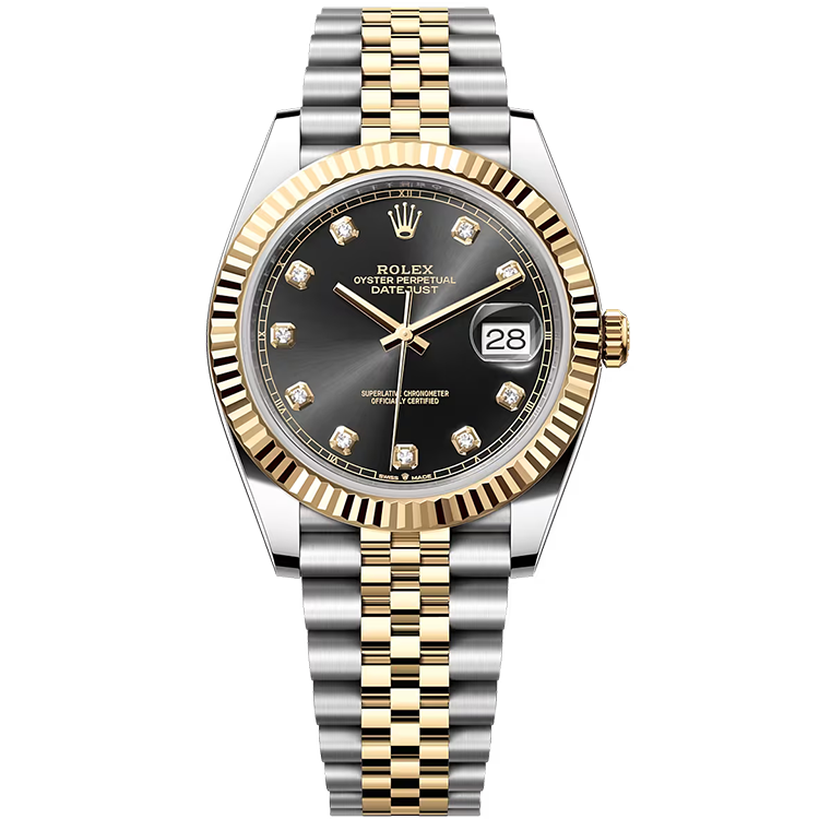 Rolex Datejust ref. 126333 black dial steel case two-tone bracelet 41mm