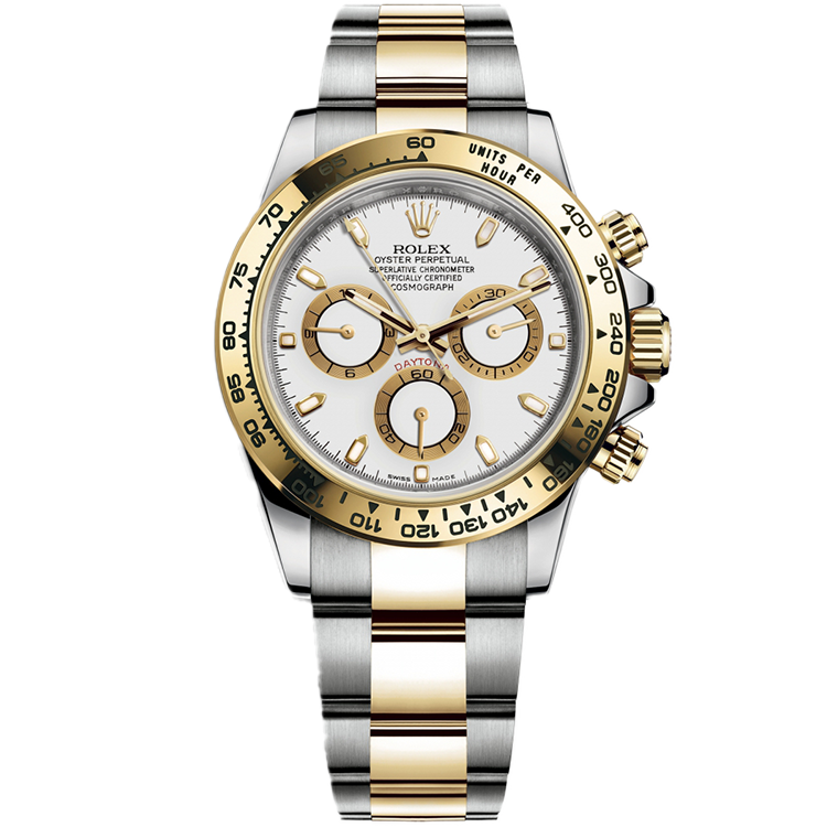 Rolex Daytona ref. 116503 white dial yellow gold case two-tone bracelet 40mm