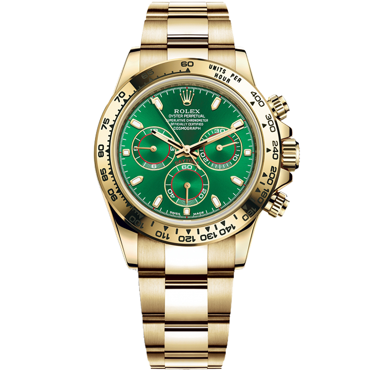Rolex Daytona ref. 116508 green dial yellow gold case yellow gold bracelet 40mm