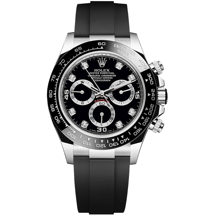 Rolex Daytona ref. 116519LN black dial white gold case rubber bracelet 40mm