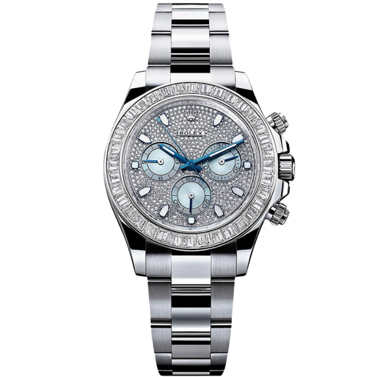 Rolex Daytona ref. 116576TBR diamond pave dial platinum case platinum bracelet 40mm
