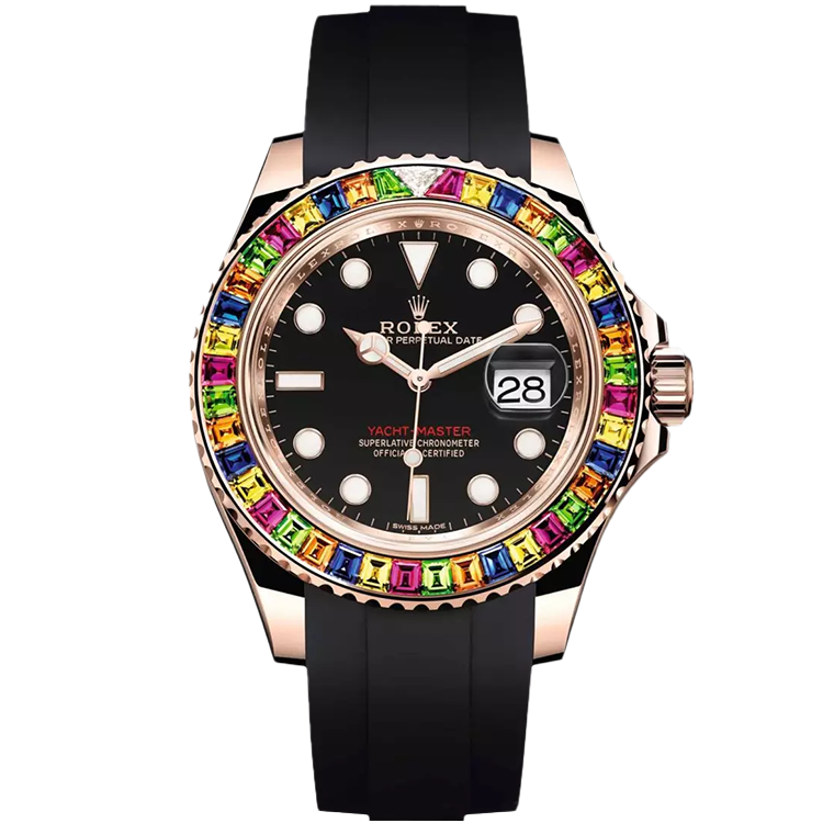 Rolex Yacht-Master ref. 116695SATS black dial rose gold case rubber bracelet 40mm