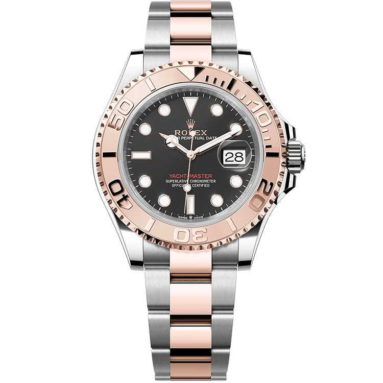 Rolex Yacht-Master ref. 126621 black dial rose gold case two-tone bracelet 40mm