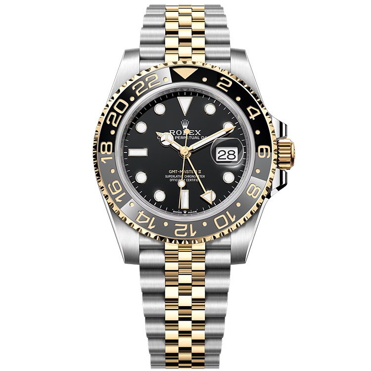 Rolex GMT-Master II ref. 126713GRNR black dial yellow gold case two-tone bracelet 40mm