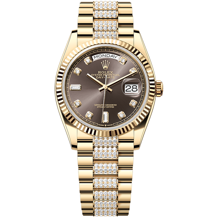 Rolex Day-Date ref. 128238 grey dial yellow gold case yellow gold bracelet 36mm