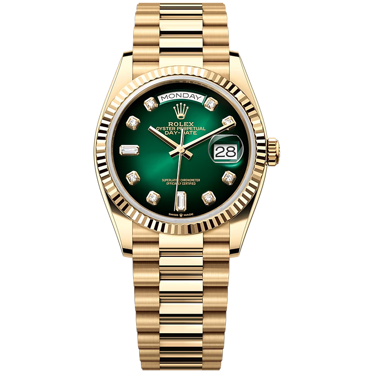 Rolex Day-Date ref. 128238 green dial yellow gold case yellow gold bracelet 36mm