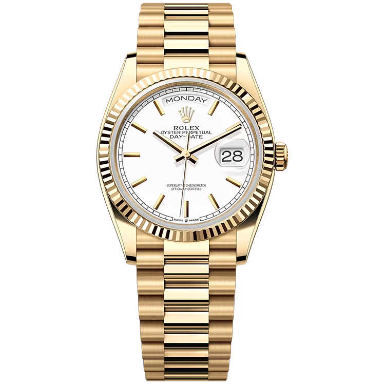 Rolex Day-Date ref. 128238 white dial yellow gold case yellow gold bracelet 36mm