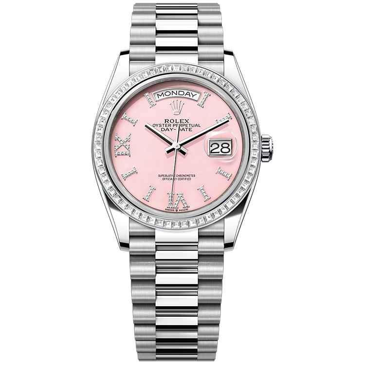 Rolex Day-Date ref. 128396TBR pink dial platinum case platinum bracelet 36mm