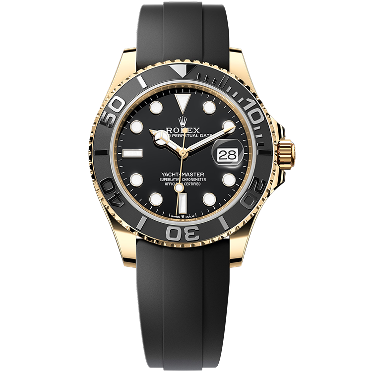Rolex Yacht-Master ref. 226658 black dial yellow gold case rubber bracelet 42mm