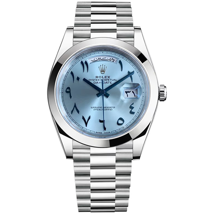 Rolex Day-Date ref. 228206 blue dial platinum case platinum bracelet 40mm