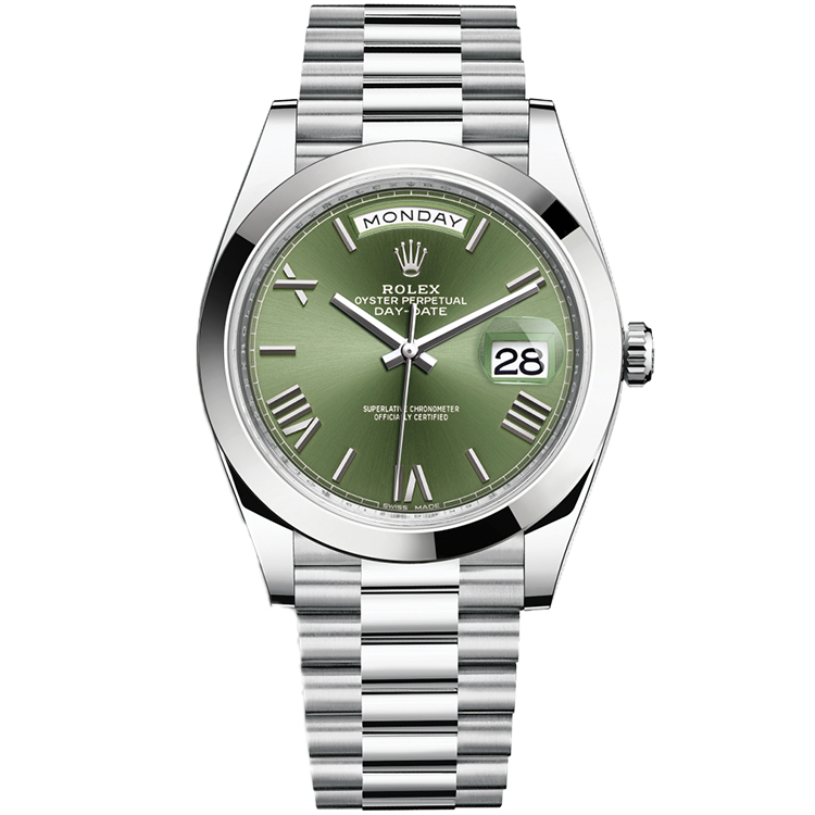 Rolex Day-Date ref. 228206 green dial platinum case platinum bracelet 40mm
