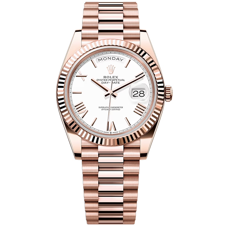 Rolex Day-Date ref. 228235 white dial rose gold case rose gold bracelet 40mm