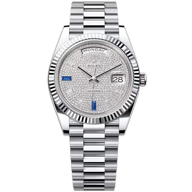 Rolex Day-Date ref. 228236 diamond pave dial platinum case platinum bracelet 40mm
