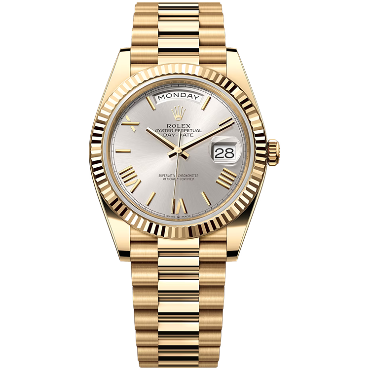 Rolex Day-Date ref. 228238 silver dial yellow gold case yellow gold bracelet 40mm