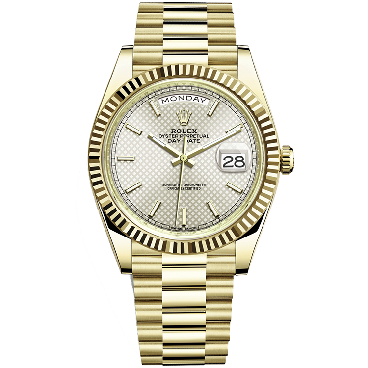 Rolex Day-Date ref. 228238 silver dial yellow gold case yellow gold bracelet 40mm